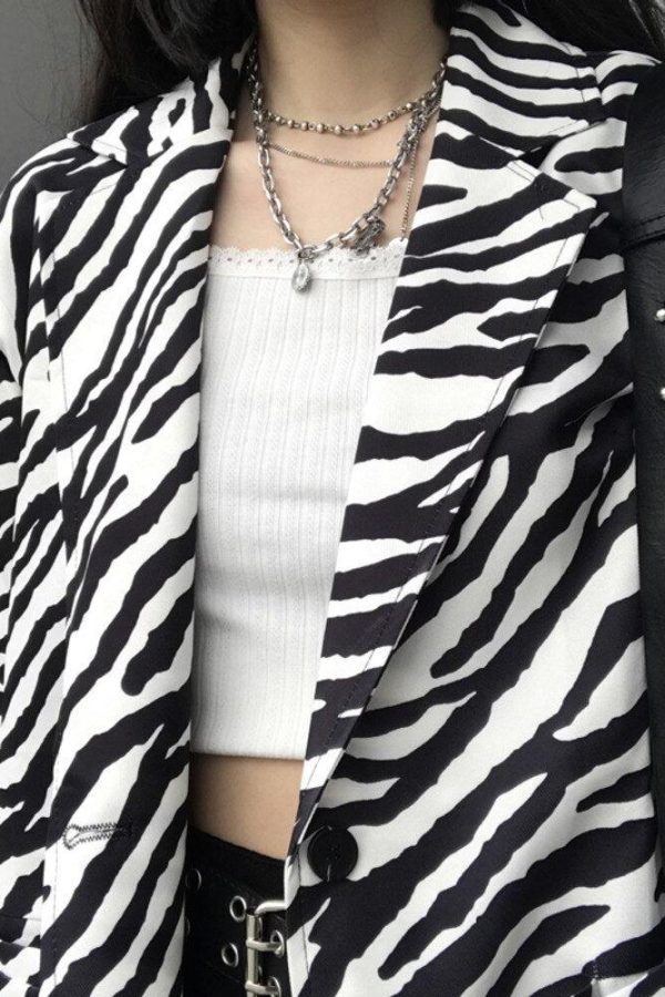 Zebra Print Long Blazer