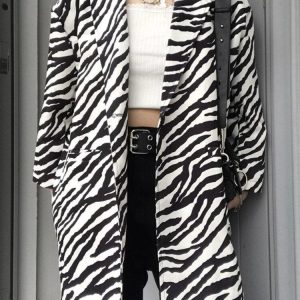 Zebra Print Long Blazer