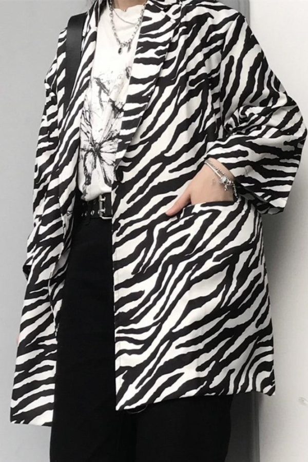 Zebra Print Long Blazer